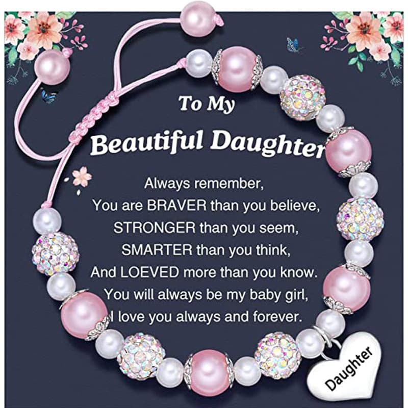 Women's Jewelry Color Shell Bead Bracelet Granddaughter Stainless Steel Love Pendant Shambhala Pink Pearl Bracelet