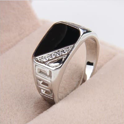 Hecheng Dripping Oil Classic Square Fashion Men's Ring