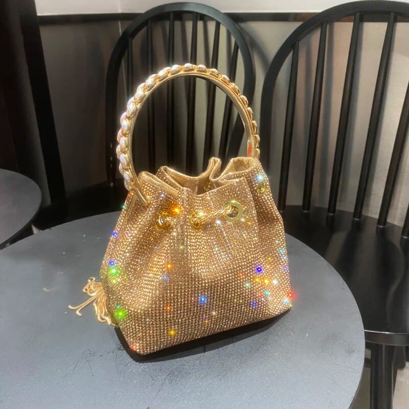 Sacs à main et sacs à main pour femmes, pochette seau de luxe de créateur, sac de soirée, sac de banquet, sac à bandoulière en strass cristal