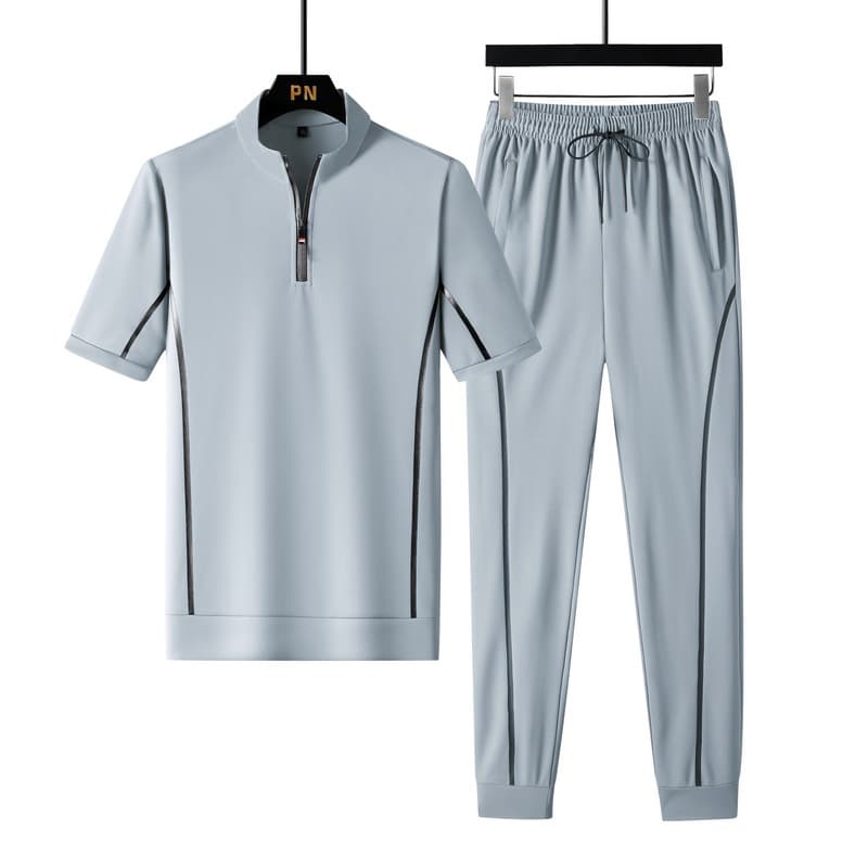 Men's Clothing Sports Long-Sleeved Suit Zipper T-Shirt Trousers Casual Two-Piece Suit