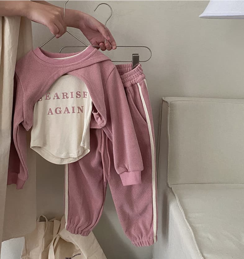 Kids Clothing girls letter vest design long sleeved blouse casual trousers suit