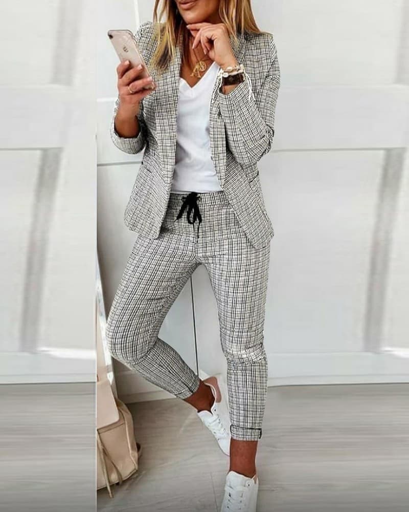 Women's clothing Plaid Casual Suit Suit Women's Clothing