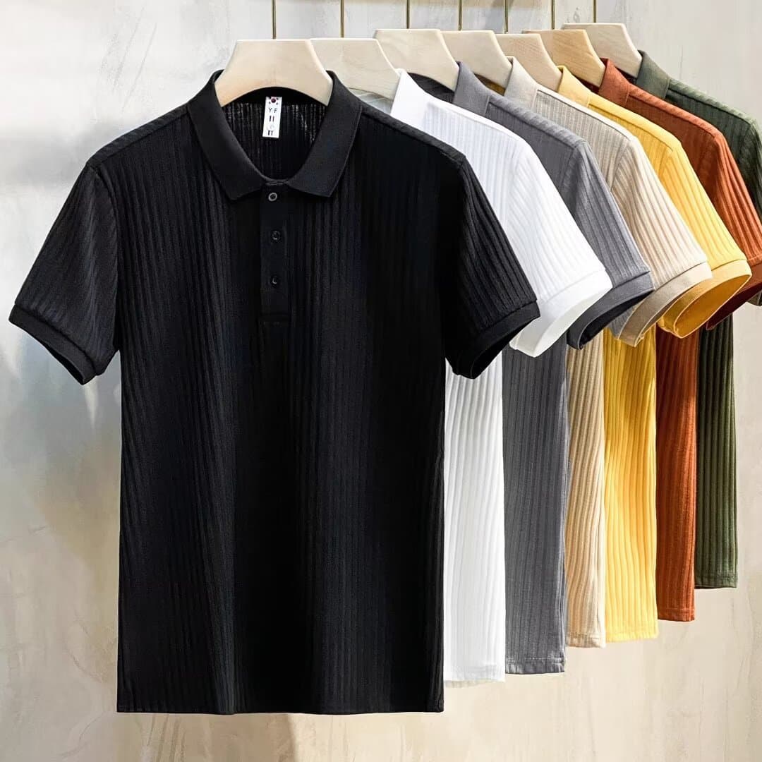 Men's Clothing Source Manufacturer Business Polo Shirt Pit Stripe Mercerized Polo Shirt Short Sleeve Trendy Summer Top Lapel Men's T