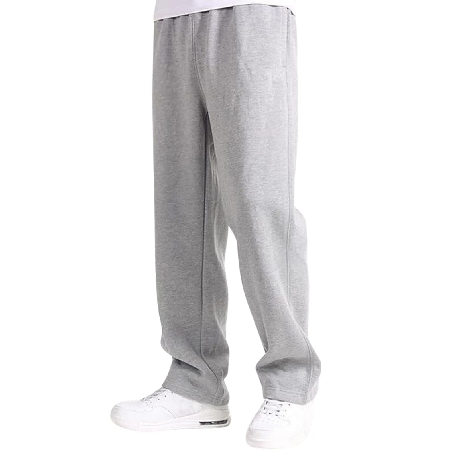 Spring Men Plus Size Solid Baggy Loose Elastic Cotton Sweatpants Casual Pants Autumn Straight Trousers