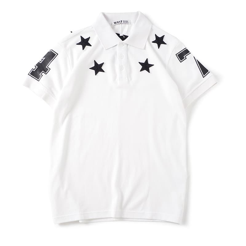 High New Men Luxury 2021 Classic Embroidered PU Leather Star 74 Polo Shirts Shirt Hip Hop Skateboard Cotton Polo Top M-2XL #D177