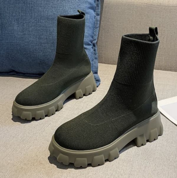 Women's flying weaving sports ankle boots Women's new fall and winter women's boots large size slip-on sock boots