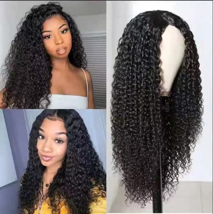 Afro Curly Wig For Women – Long Synthetic Heat-Resistant Hair – Adjustable Middle Part Or Bangs (Black, Dark Brown, Light Brown)​