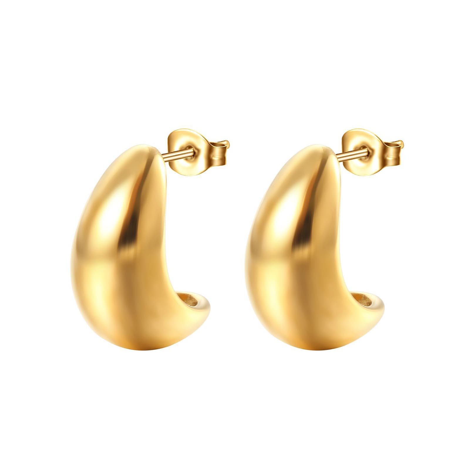 Yamaler 1 Pair Ear Studs Stainless Steel Polished Hypoallergenic Minimalist Open Hoop Metal Circle Earrings Fashion Jewelry