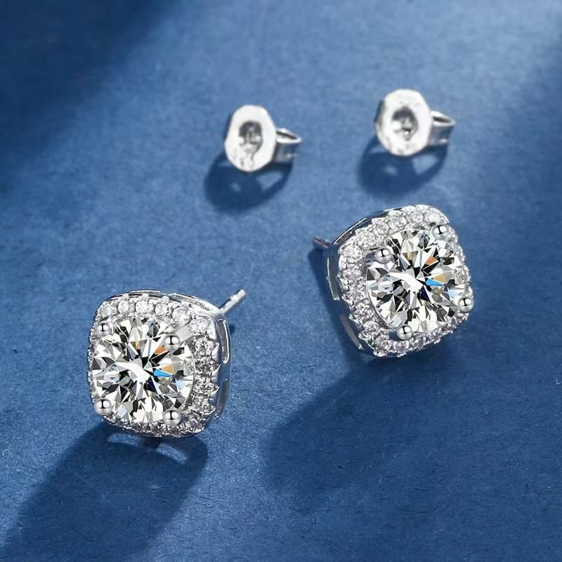 Elegant Cubic Zirconia Stud Earrings For Women, 925 Sterling Silver Plated, Heart-Shaped Ins Style, 6-Prong Setting, Hypoallergenic Fashion Jewelry