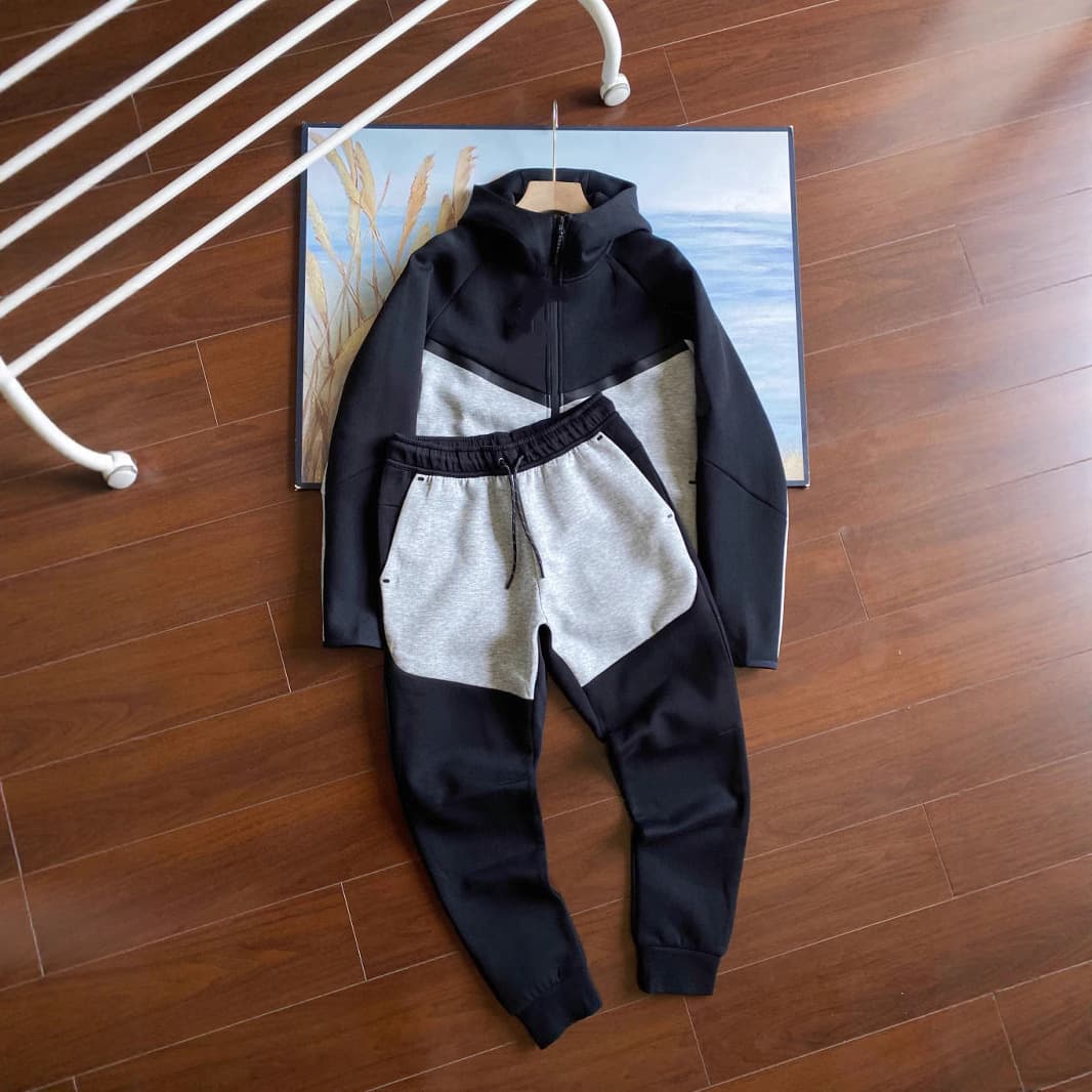 Ensemble veste et pantalon de survêtement laminé TECH FIEECE, style décontracté, hiver, printemps et automne, avec fermeture éclair.