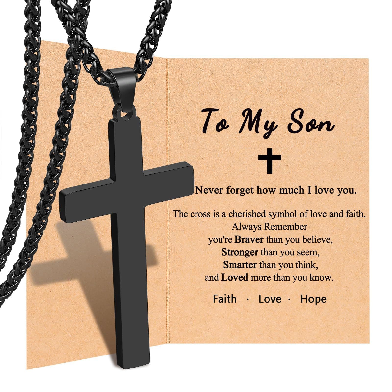 TK/Men's Cross Necklace Valentine's Day Birthday Christmas Gift For Son Grandson