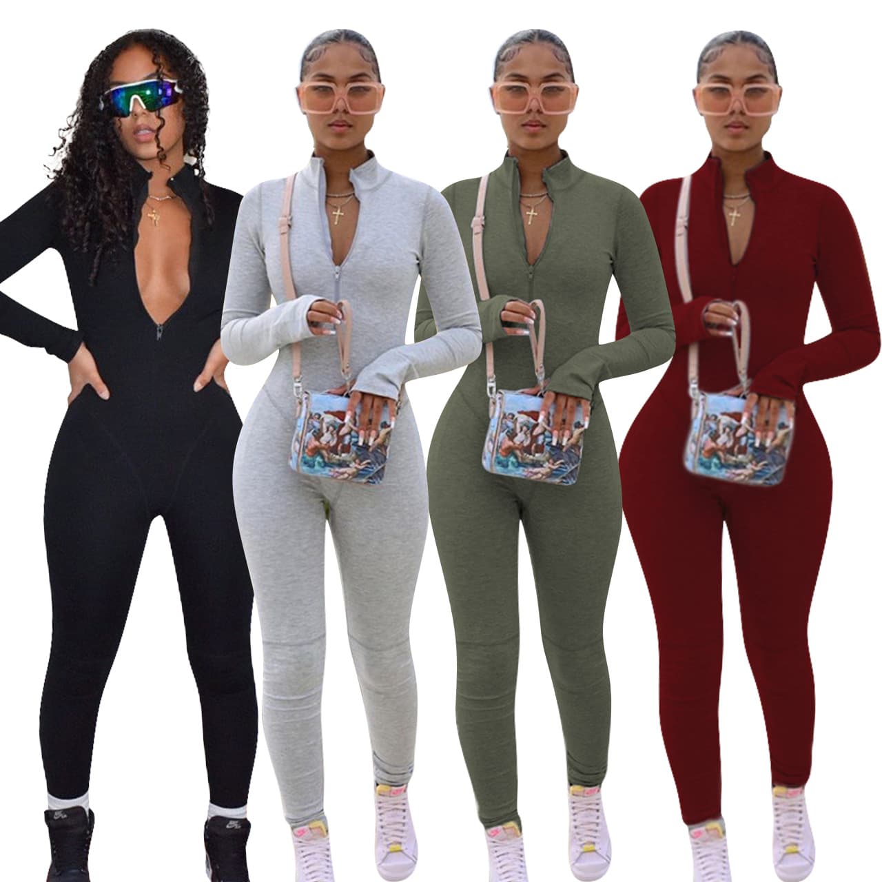 2023 Spring Fall Fashion Trendy Clothes Body Suit Woman Jumpsuits Rompers Sexy Bodycon Jumpsuit for Women