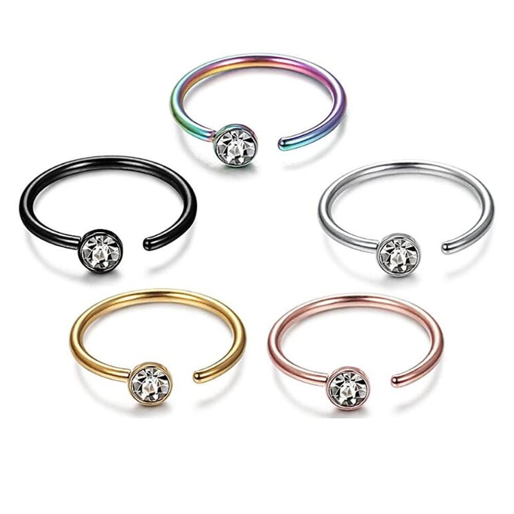 e-commerce source human body puncture C- shaped stainless steel rhinestone nose ring diamond nose nail false nose ring jewelry