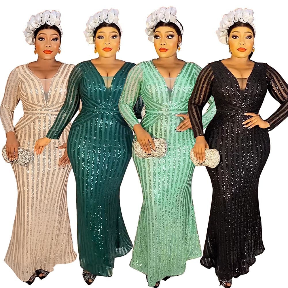 Women's Clothing New Tail Banquet Evening Dress Women's Sequined Large Size Dress