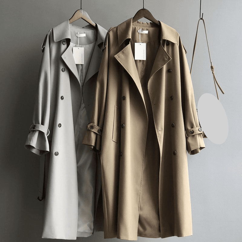 Women's Clothing Women's Trench Coat, Medium Length, Spring And Autumn Thin British Style, Versatile, Drapey Waist, Casual Jacket Coat