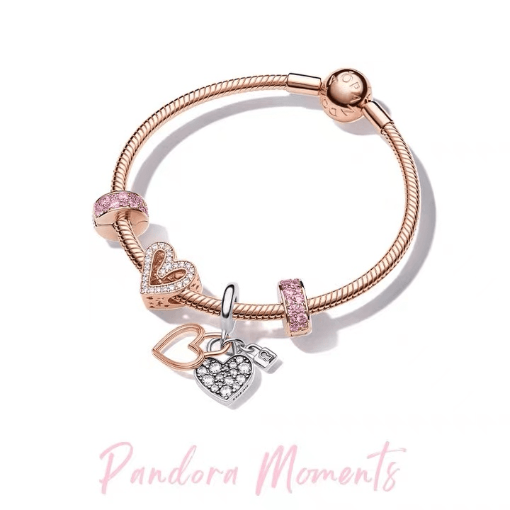 【Gift Of Love】PandoraRose Heart Light Flicker Bracelet Set Couple Temperament Woman Beaded Bracelet Send To Lover Or Mother