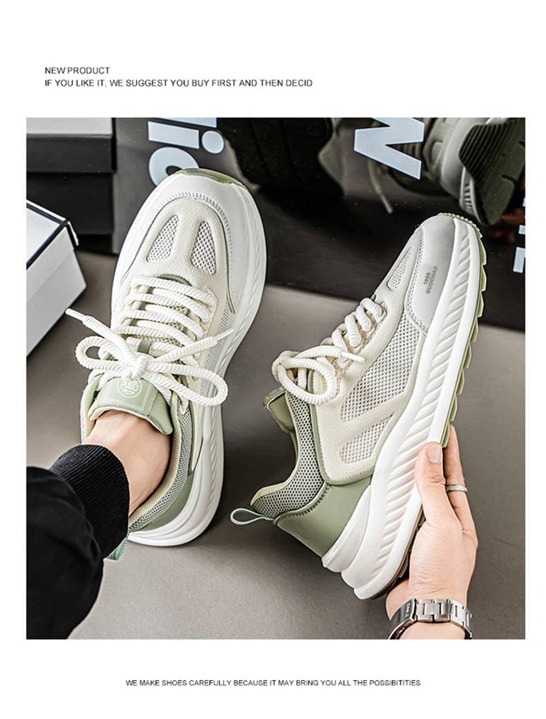 The New Spring Men's Shoes Of 2025A Are Breathable And Perforated Mesh, Suitable For Casual And Versatile Height-increasing Running