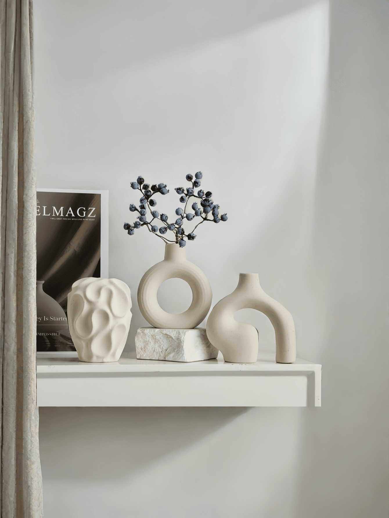 3PC Ceramic Vase Set, Modern Minimalist Style Hollow Spiral Vase, Decorative Vase For Home Living Room Bedroom Office, Ornaments