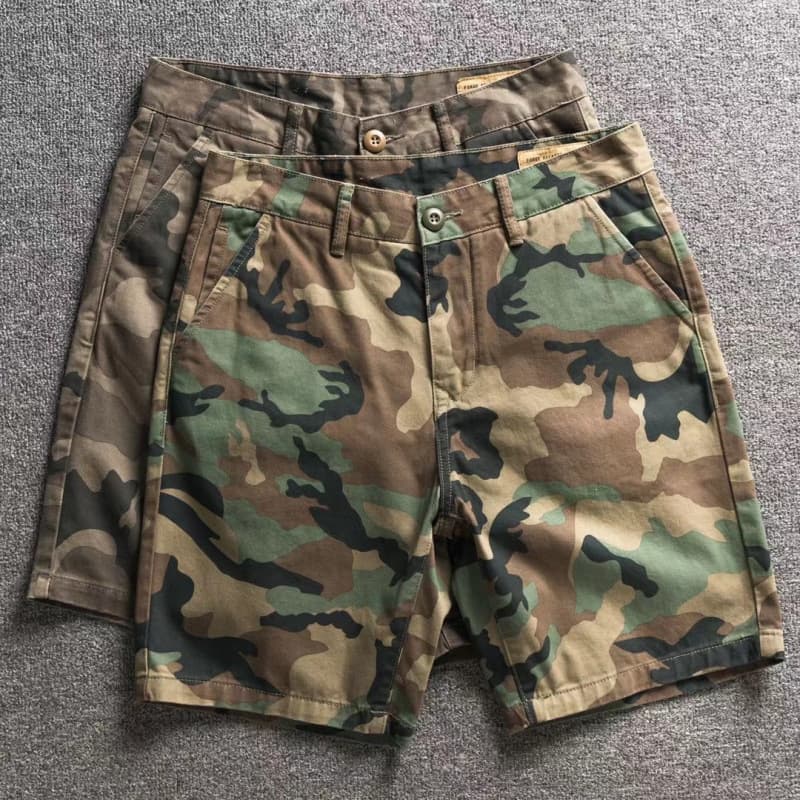 Short camouflage vintage pour homme – Short cargo décontracté et épais, coupe décontractée, pour l'été, le streetwear et l'extérieur.