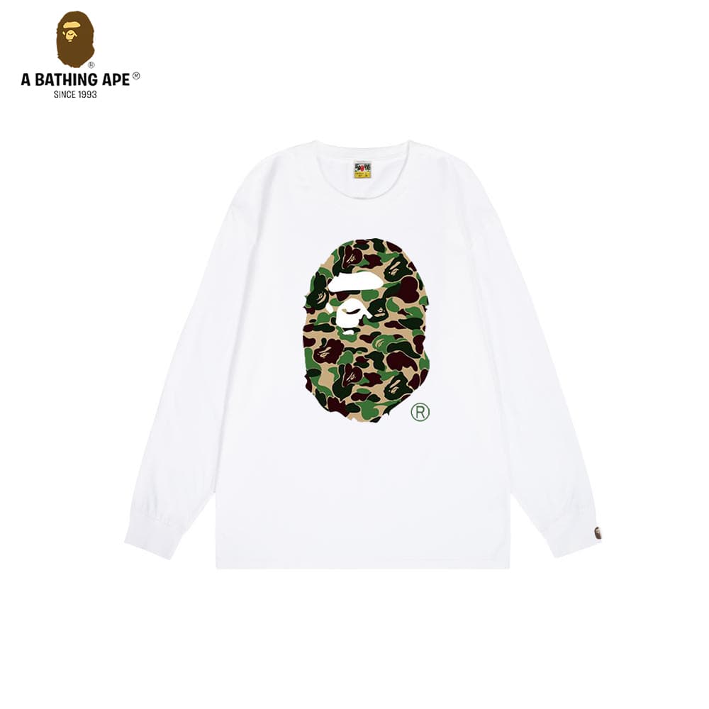 A Bathing APE BAPE-BAPE Camouflage Ape Head Pattern Printed Cotton Round Neck Long Sleeve Top