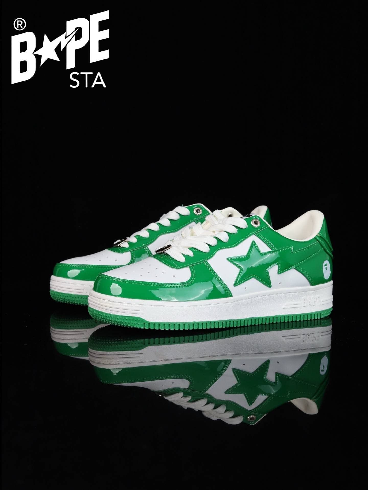 A BATHING-APE Classic Lacquer Leather Splicing Fashion Board Shoes Air Force No.1 Board Shoes Men And Women 22 Color Options