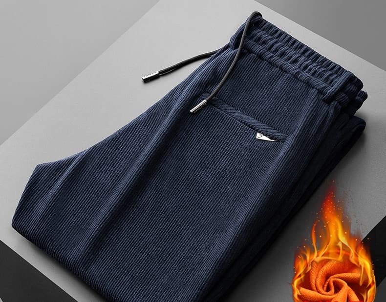 Fleece Thickened Corduroy Casual Pants Men's Straight Thermal Middle-aged And Elderly Pants