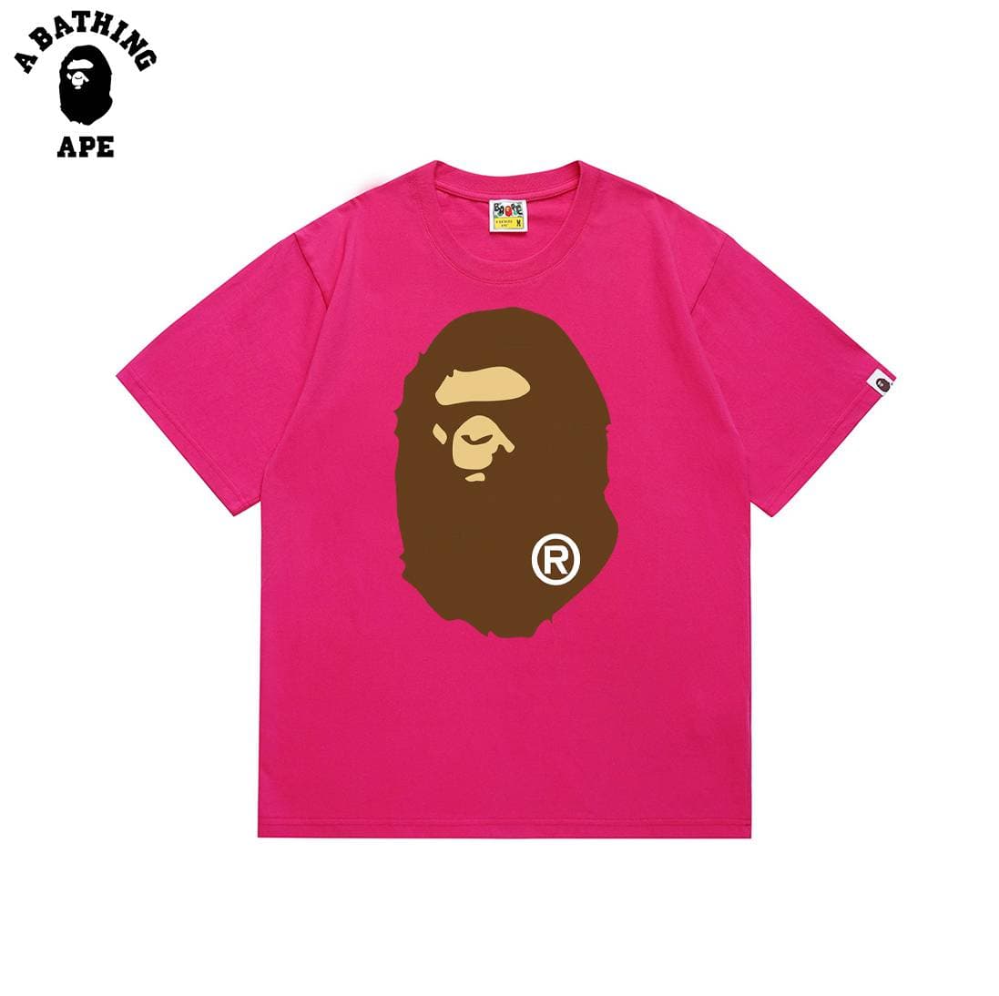 A BATHING APE BAPE-Classic Front And Back Ape Head Print Pure Cotton Short Sleeved Shirt