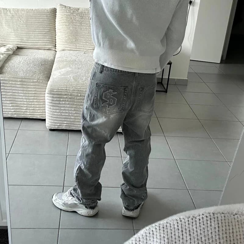 Europe, America 2026 New Popular American High Street Trend Fashion Retro Versatile Casual Jeans Washed And Old Solid Color Straight Pants