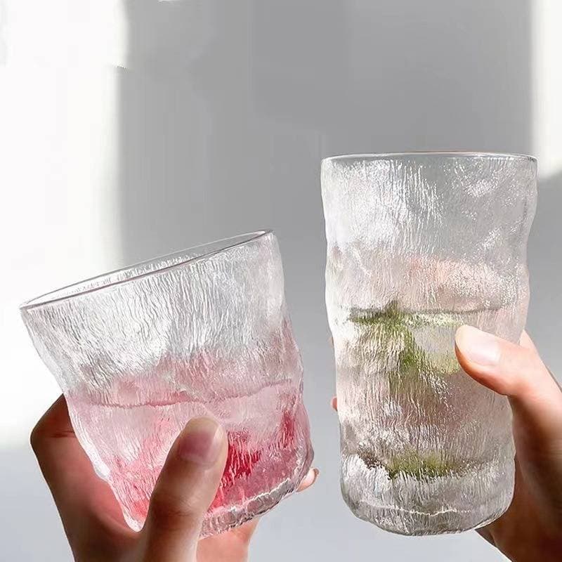 280ml/330ml glass drinking bottle simple glacier glass water cup rock whiskey red wine cup coffee cup bark pattern cup beer cup