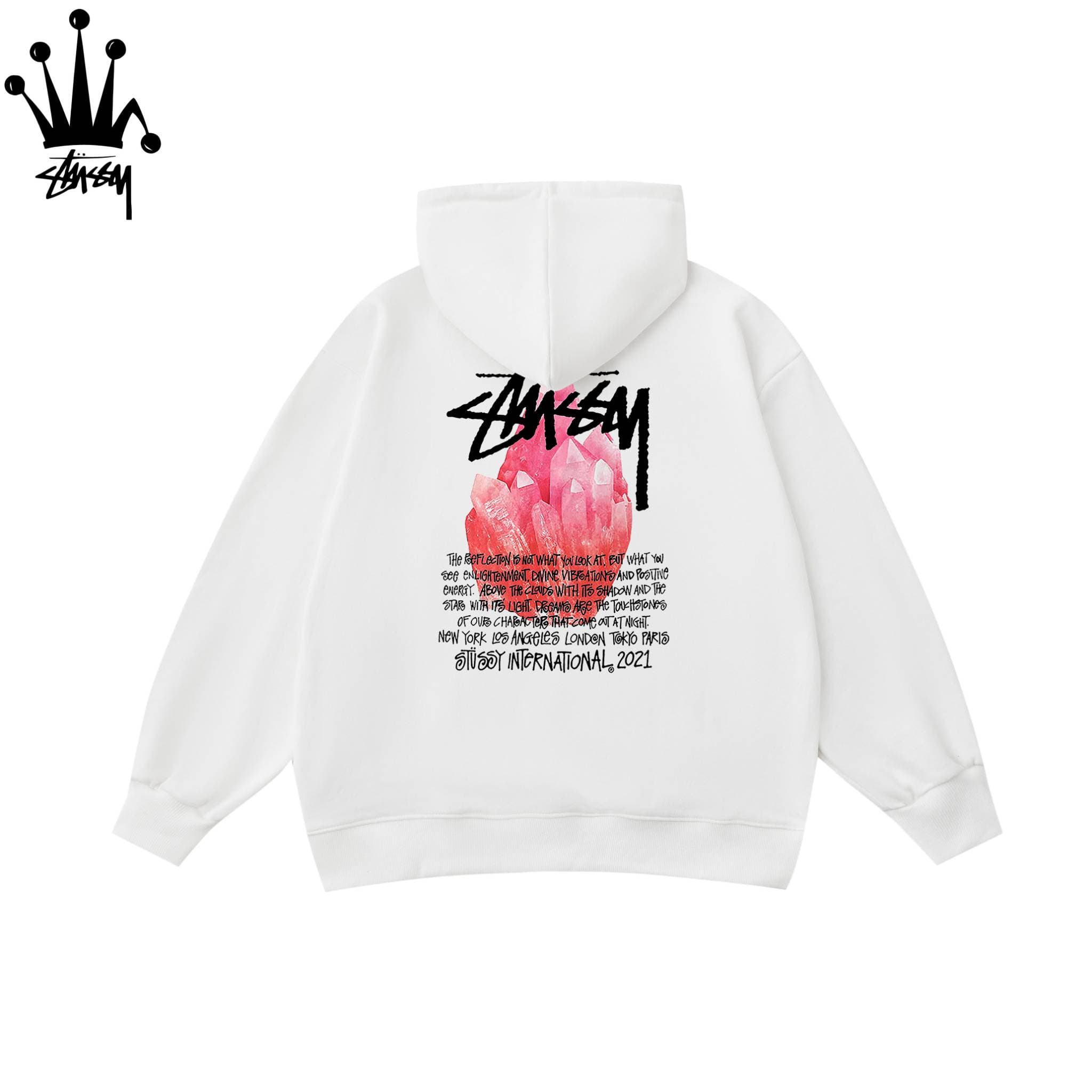 STUSSY Crystal Mineral Pattern Printed Hooded Sweatshirt Made Of Pure Cotton Fabric