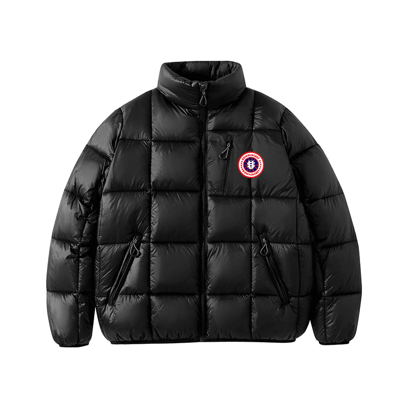 Men's US Map Emblem Puffer Jacket - Cropped Streetwear Coat With Detachable Badge, Oversized Fit