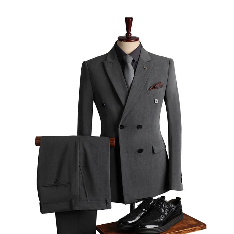 Man's Clothing Double Row Suit Men's Formal Wear Business Casual Fashion Slim-Fit Plus Size Banquet Wedding Small Suit Man