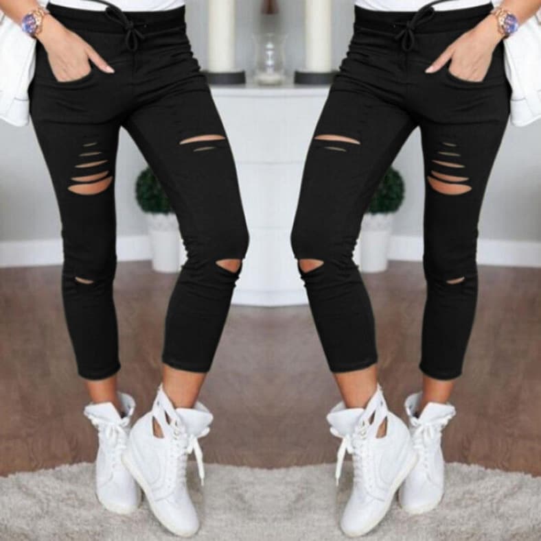Women’s Clothing Casual Pants, Popular New Pencil Pants, Ripped Women's Leggings