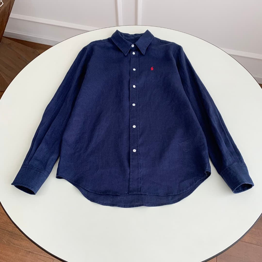 Chemise boutonnée en lin pour femme Lauren avec logo poney brodé