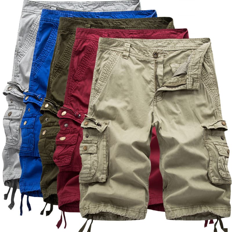 Man's clothing Cargo pants Solid color cargo multi-pocket 8 color casual pants men's fashion 5 minute pants
