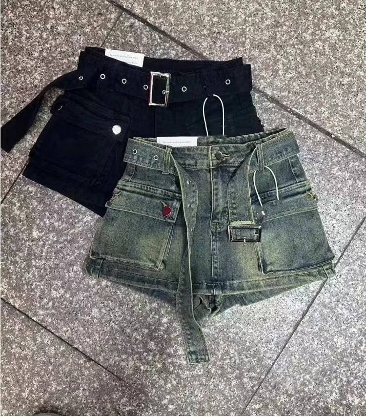 Women's Clothing Real Shot Pictures Of The Stalls New High Waist A Line Denim Shorts For Women Hot Girls Slim High Waist Hip Tight Hot Pants