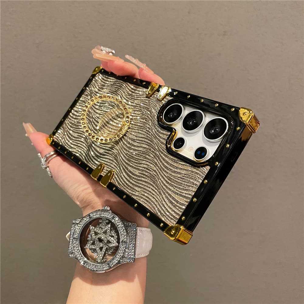 Ring Stand Case For Samsung Galaxy S25 Edge S24 S23 Ultra S24fe S25plus Bracket Bling Cover Fundas