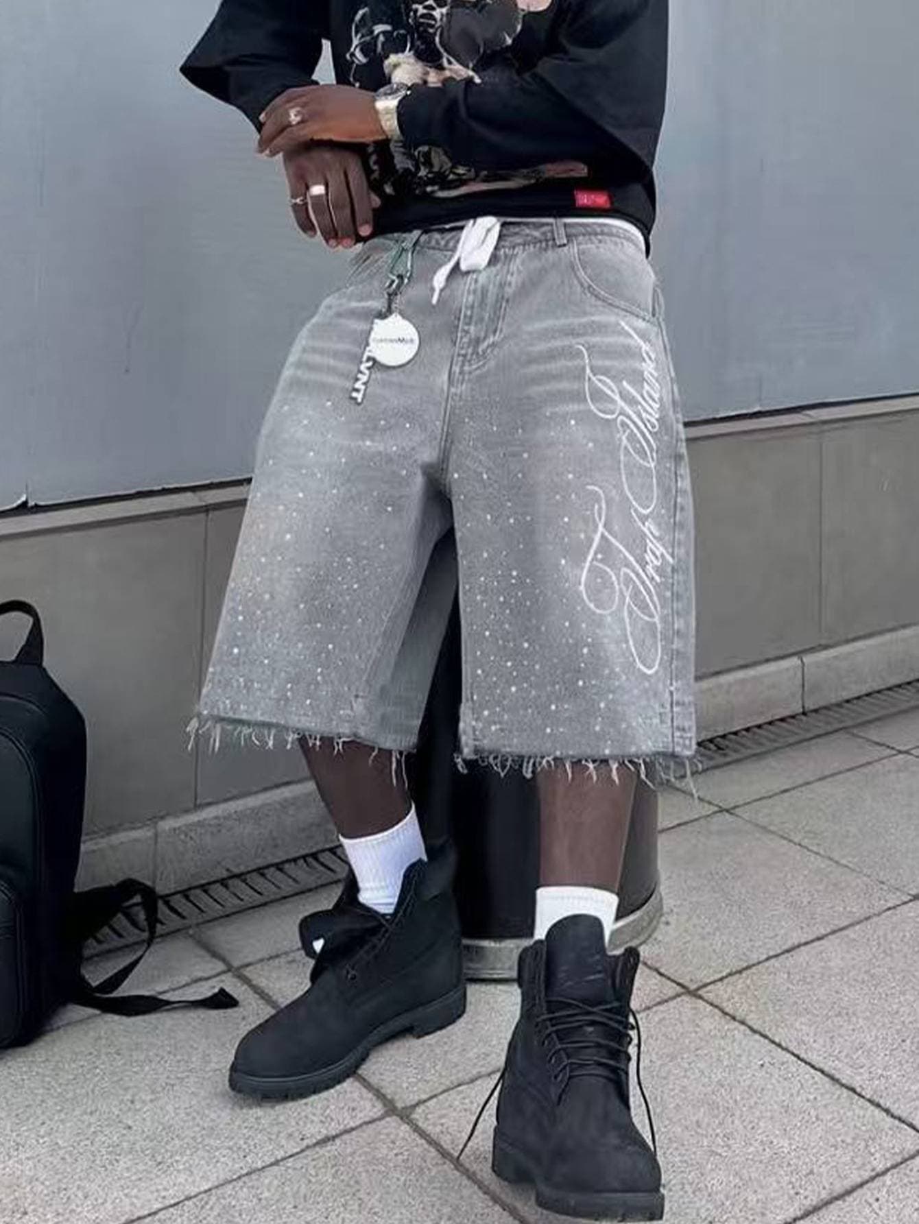 Men's Clothing Retro Washed High Street Denim Shorts For Men And Women Straight Wide Leg Distressed Loose Casual Versatile Cropped Pants