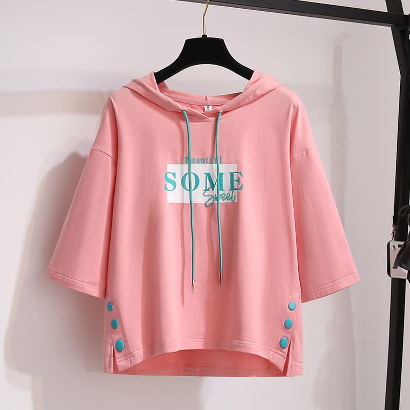 Women's clothing new sun protection hooded short sleeved T shirt