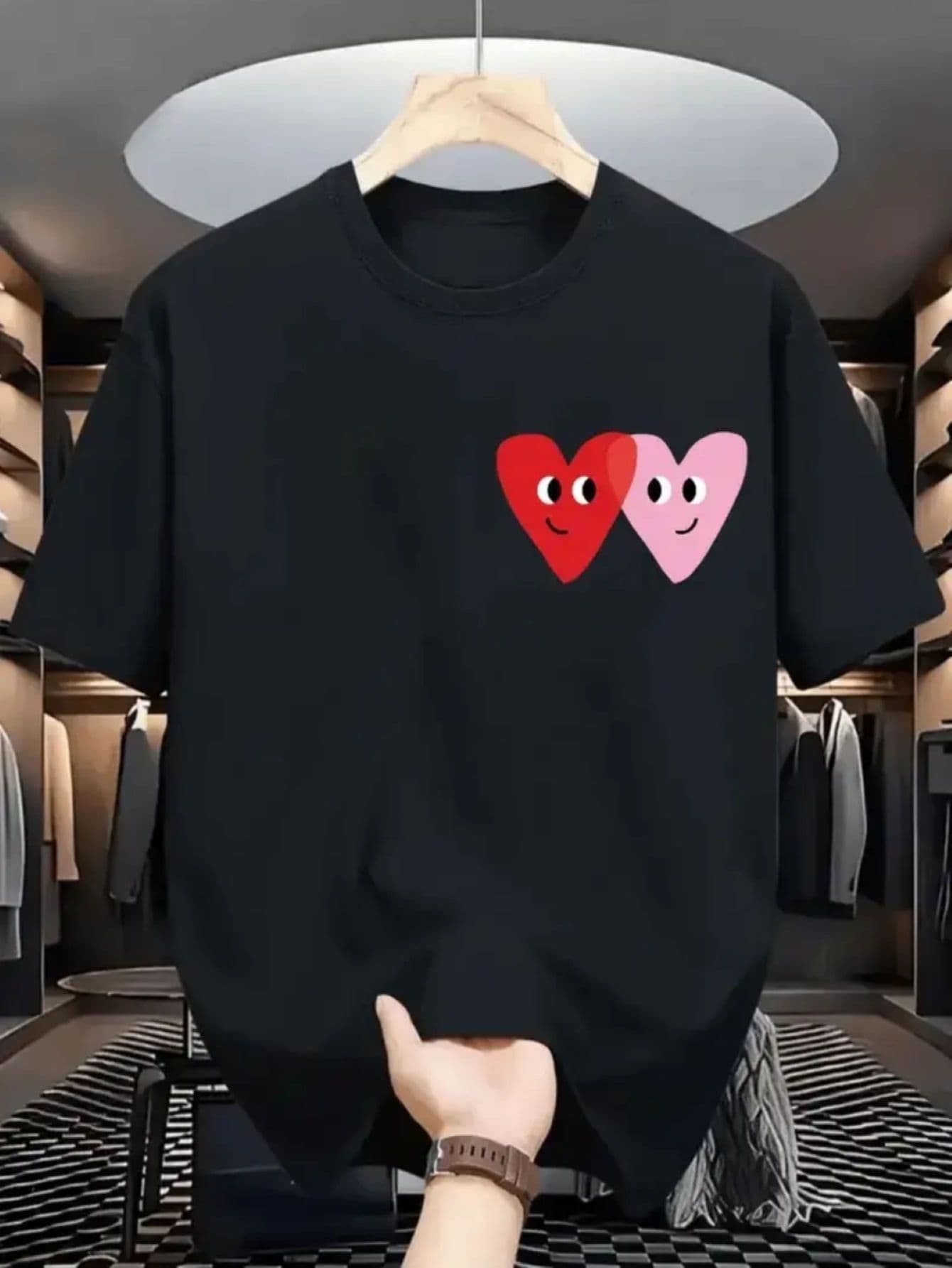 100 Cotton Casual Black T-Shirt With Print Soft Breathable And Comfortable Round Neck Tee For Summer Perfect For Casual AttireComfortable Clothing