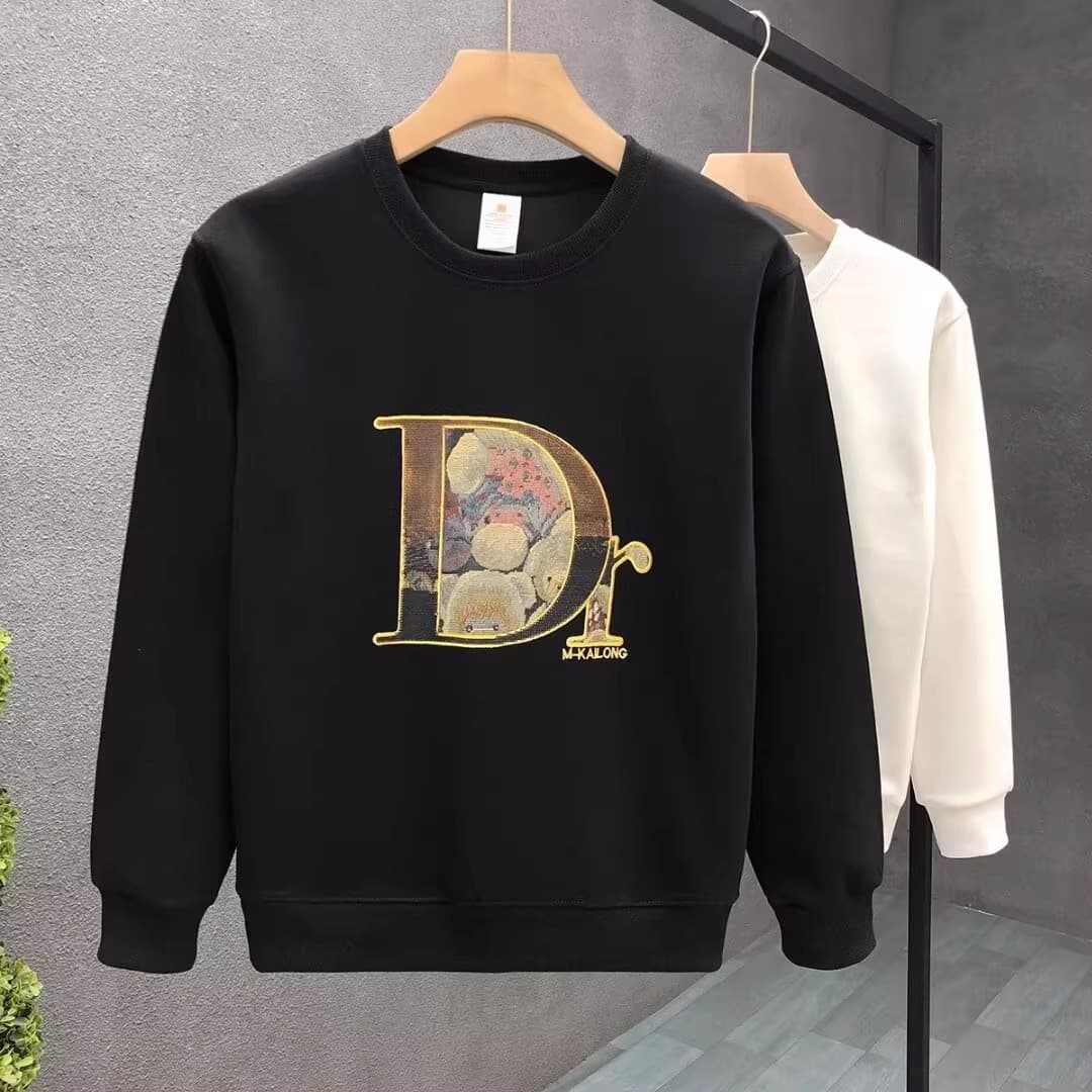 2024 autumn and winter new trend personalized printed men's sweatshirt Korean version slim fit pullover round neck bottoming shirt men's T shirt