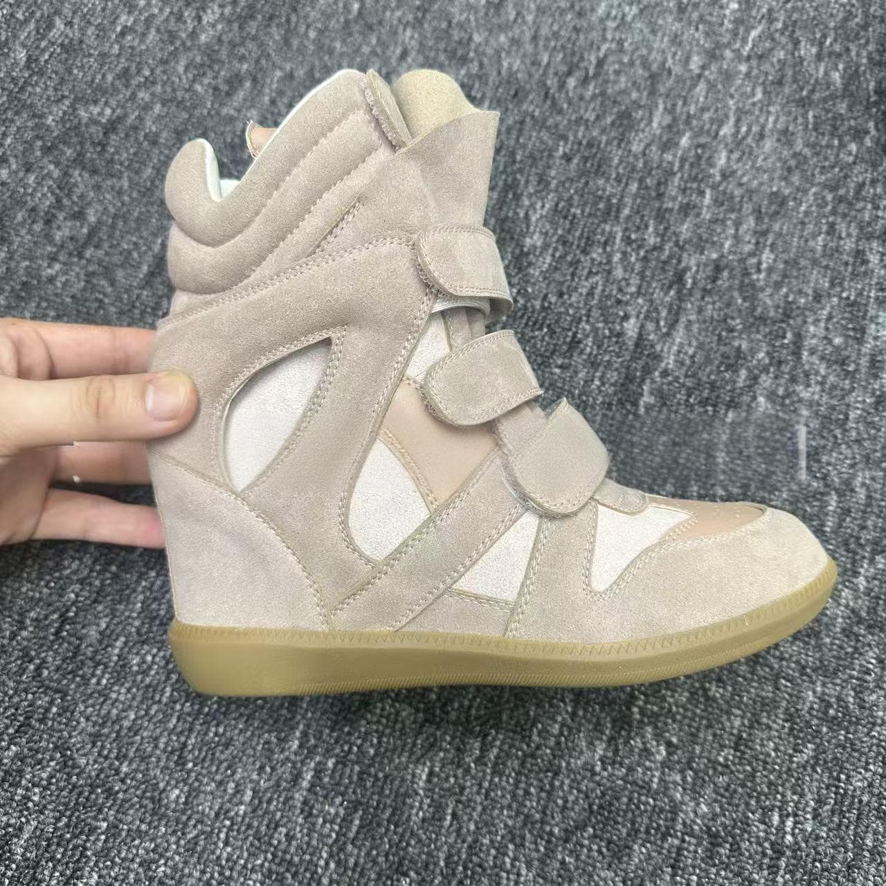 Bottines plates montantes à blocs de couleur pour femmes, avec talon compensé dissimulé et fermeture velcro, chaussures décontractées multicolor