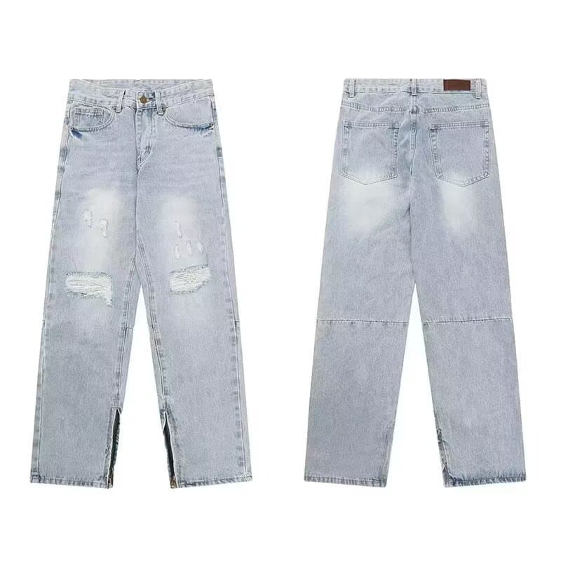 Vintage Washed Wide-Leg Jeans – High Waist Distressed Denim Pants With Relaxed Fit & Lightweight Fabric (S-3XL, Unisex Boyfriend Style)