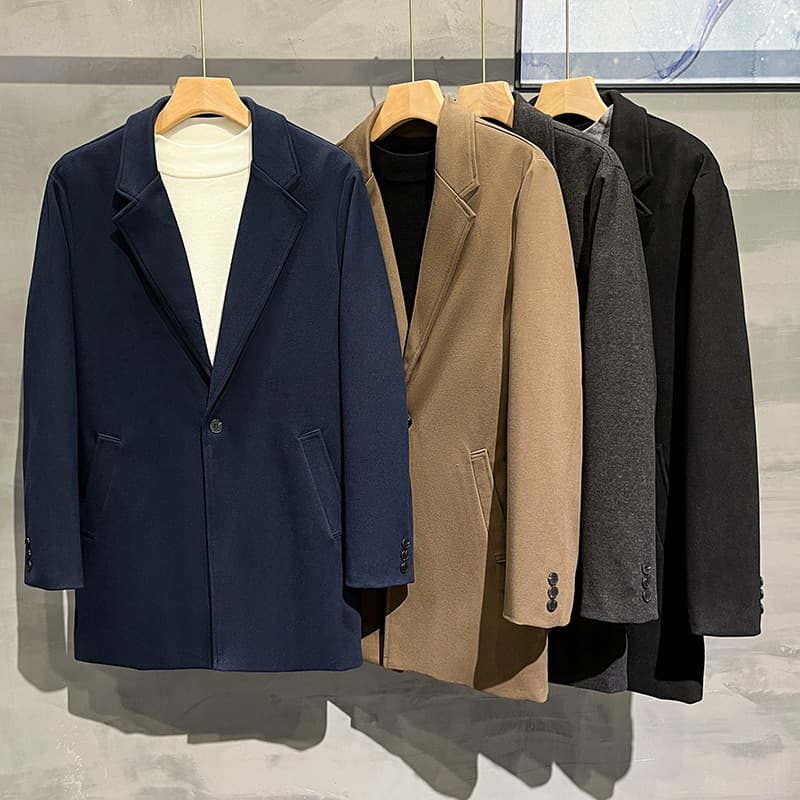 Men’s Korean-Style Wool Blend Suit Jacket – Autumn & Winter Casual Blazer, Slim Fit, Office & Smart Casual (Black/Grey/Brown/Blue/Khaki, S-4XL)
