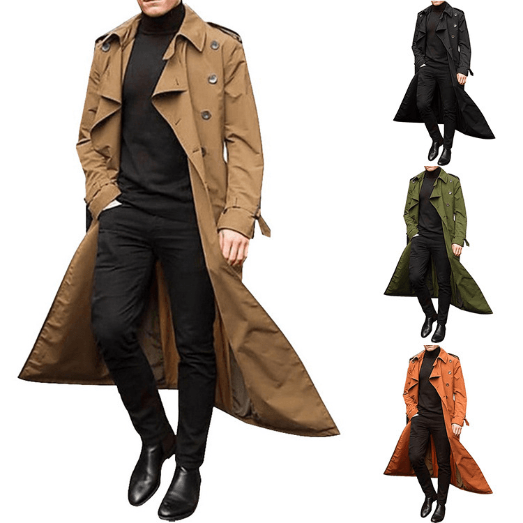 Men plus long trench coat fashion casual coat