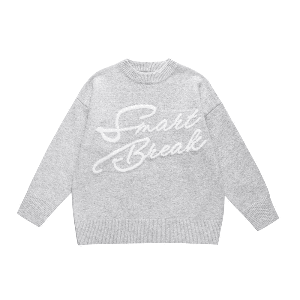 Men's embroidered letter crew neck sweater fashion brand men's street casual loose pullover sweater
