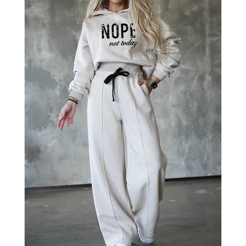 Women's Clothing casual hooded hoodie set of wide-leg pants