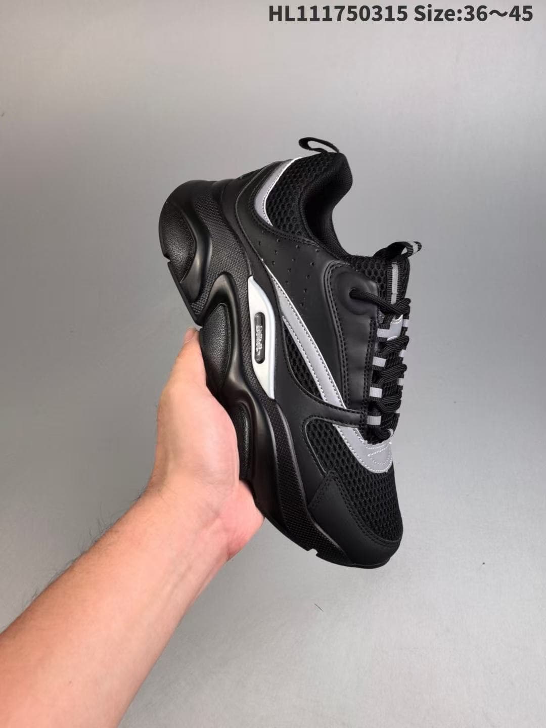 Chaussures basses de sport et de loisirs B22 en cuir et maille avec bride à logo pour homme