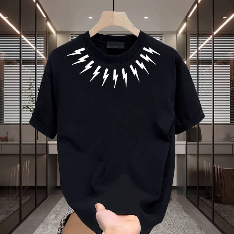 Men's Clothing Summer New Heavyweight Cotton Short Sleeved T Shirt Men's Fashion Trend Loose Round Neck Fashion Brand Top