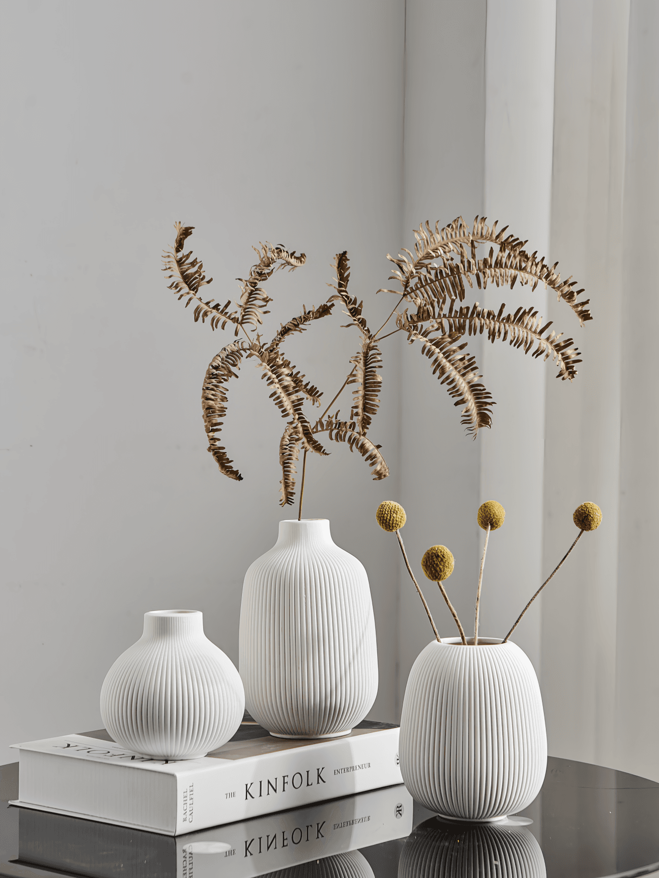 3PC Ceramic Minimalist Floral Vase, Suitable For Home Decoration, Desktop Decoration, Living Room, Dried Flowers And Fresh Flowers